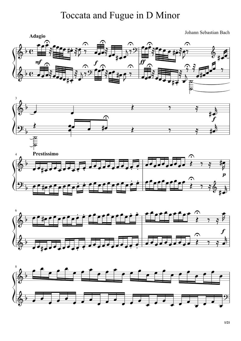 Hannes Kastner Toccata And Fugue In D Minor Toccata and Fugue in D Minor Sheet Music - eSheetMusics.com