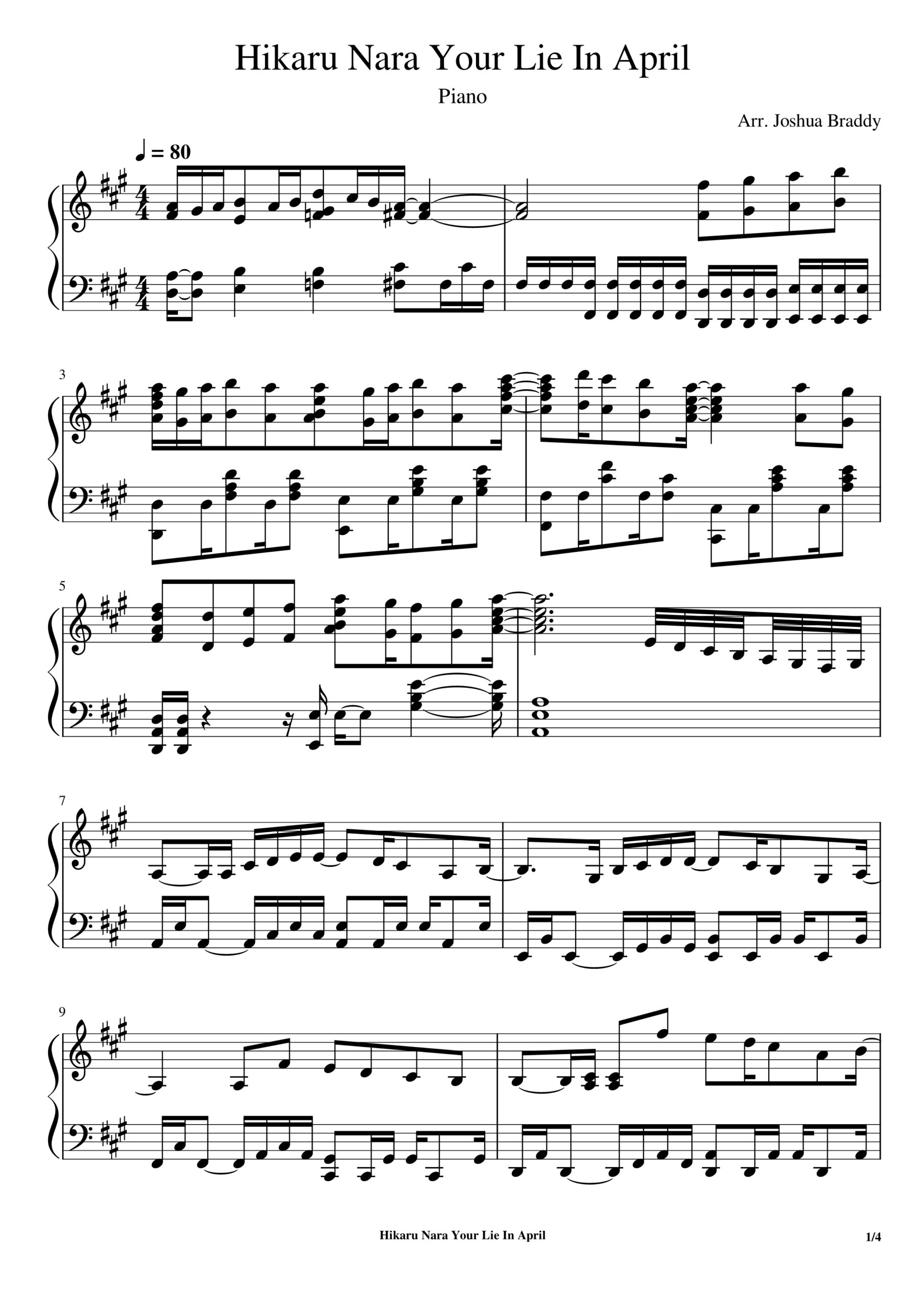 Hikaru Nara (arr. AJ Tan) Sheet Music | Goose house | Piano Solo