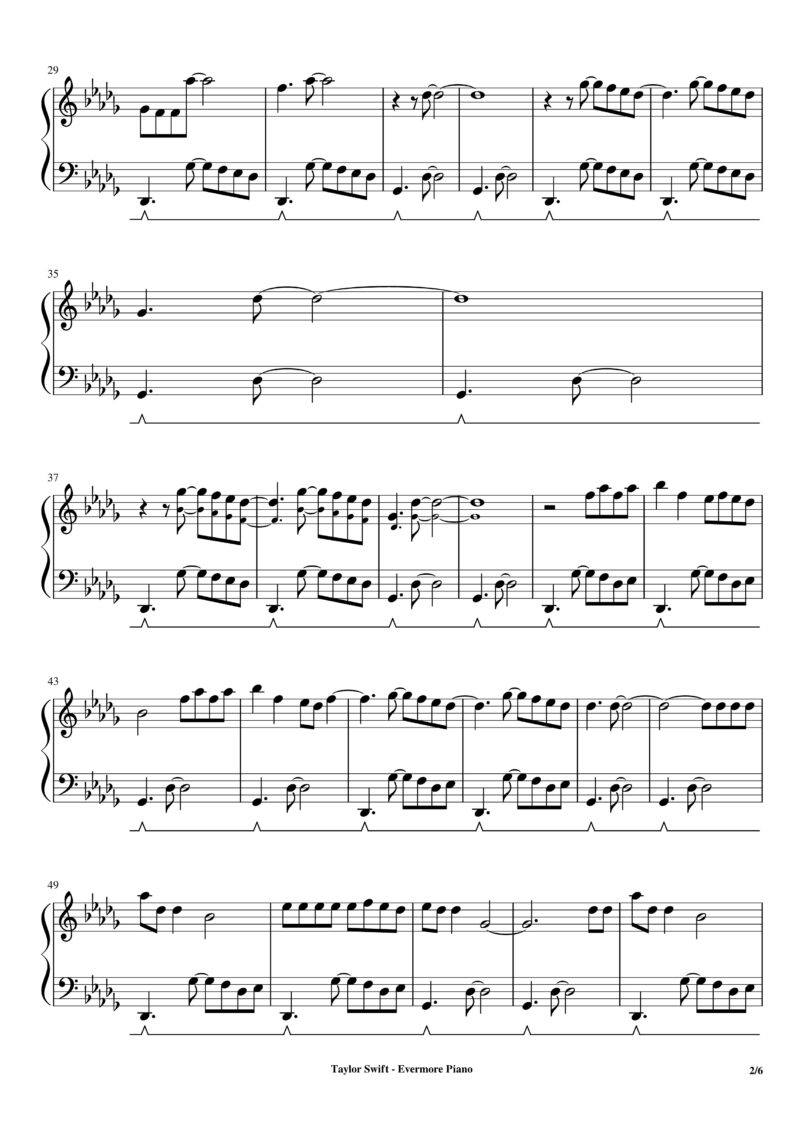 Taylor Swift, Evermore Piano Sheet Music - eSheetMusics.com