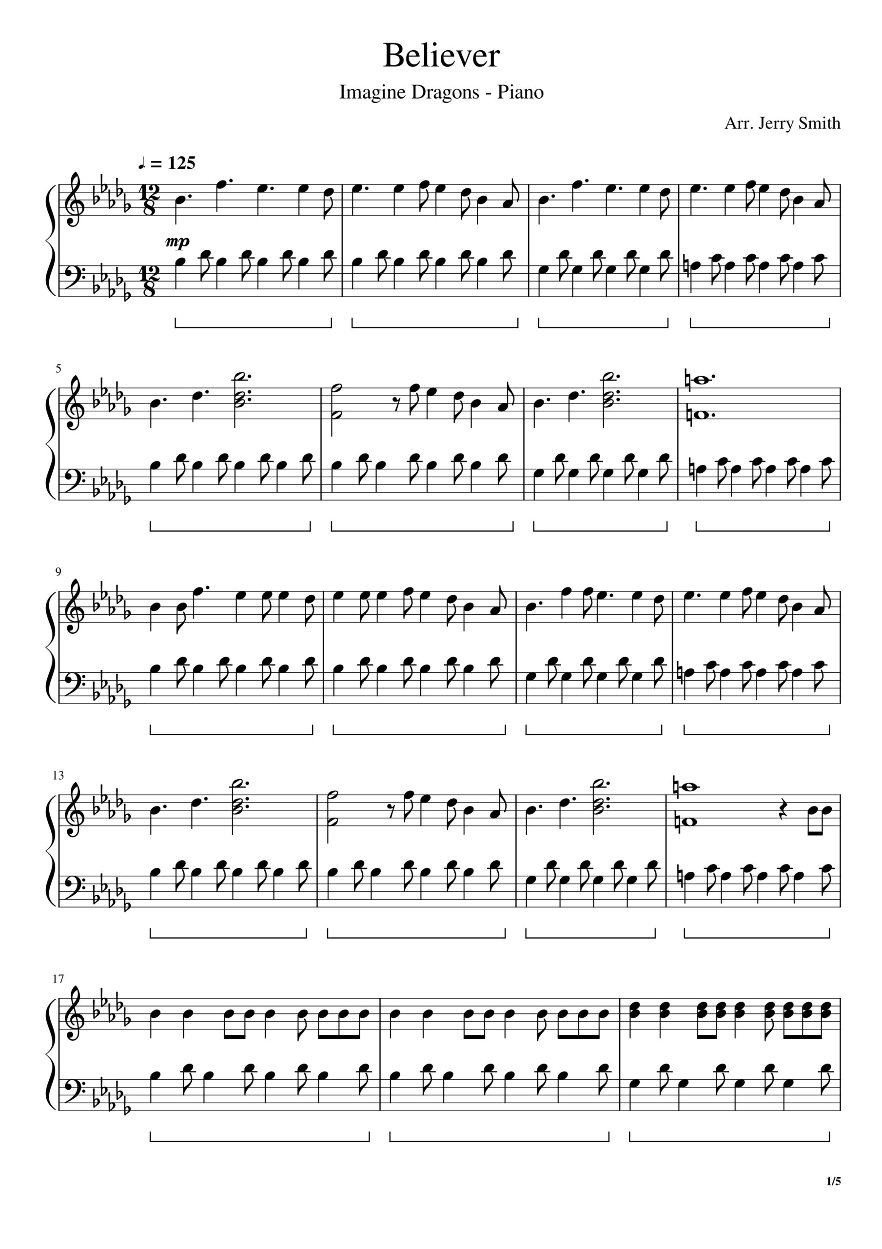 Believer by Imagine Dragons - Violin Solo - Digital Sheet Music