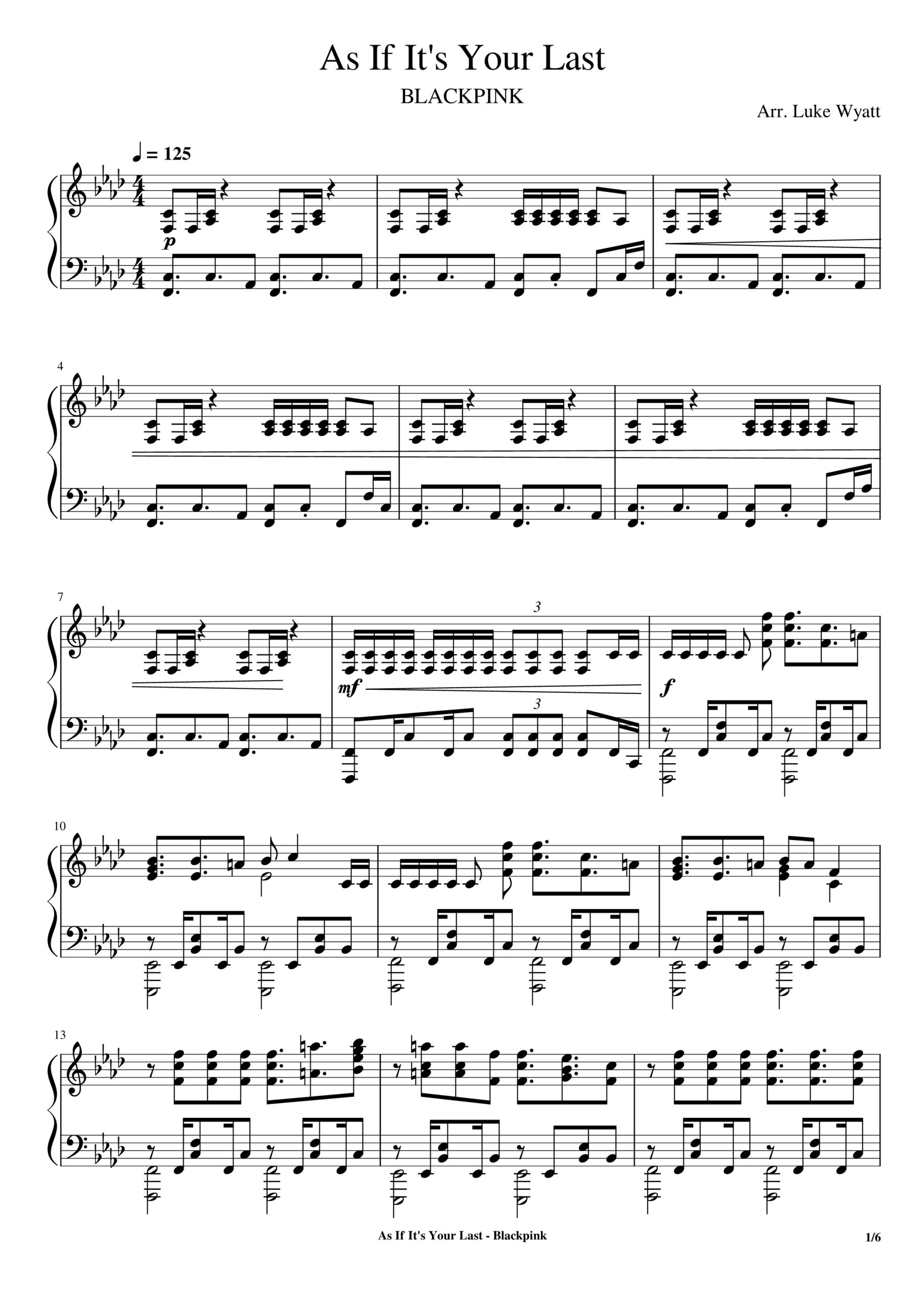Blackpink, As If It's Your Last Piano Sheet Music Page 1