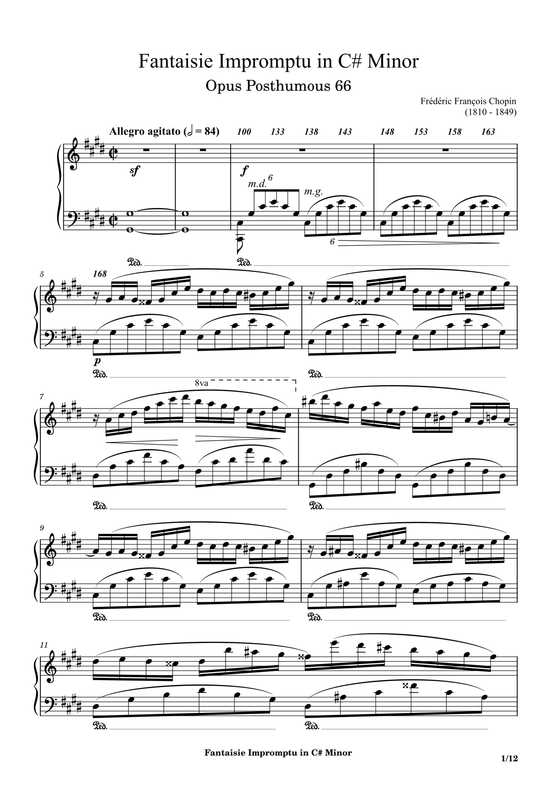 Chopin, Fantaisie Impromptu in C# Minor Sheet Music Page 1