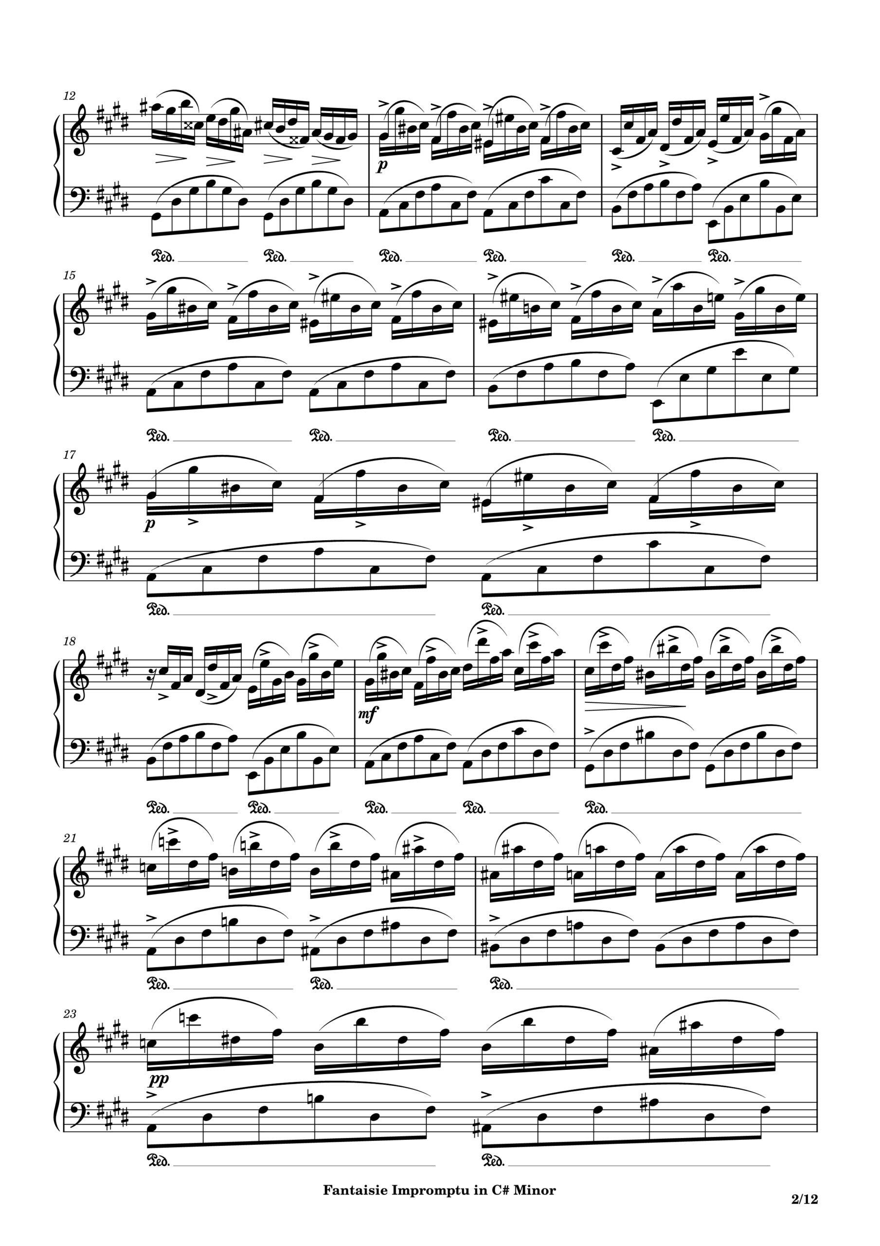 Chopin, Fantaisie Impromptu in C# Minor Sheet Music Page 2