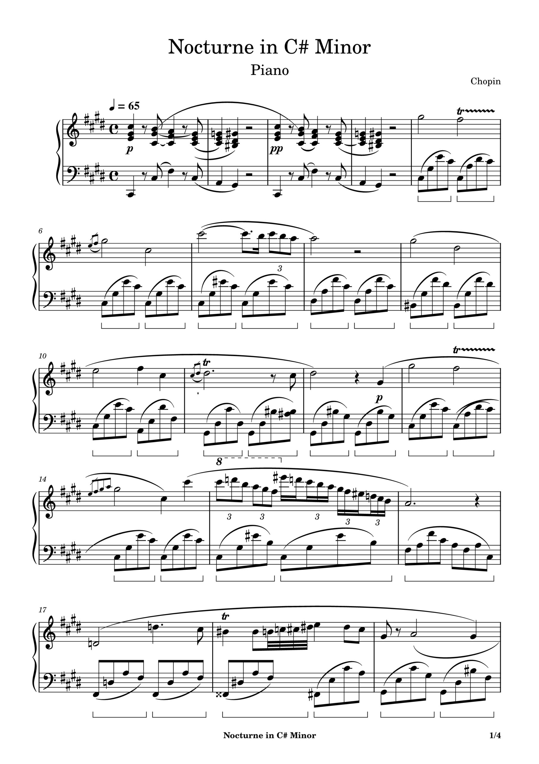 Chopin, Nocturne in C# Minor Sheet Music Page 1